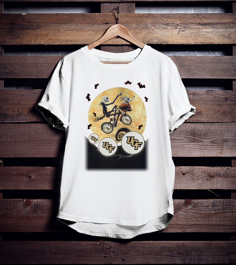 UCF Halloween Football Nightmare Bicycle Moon Scene T-Shirt