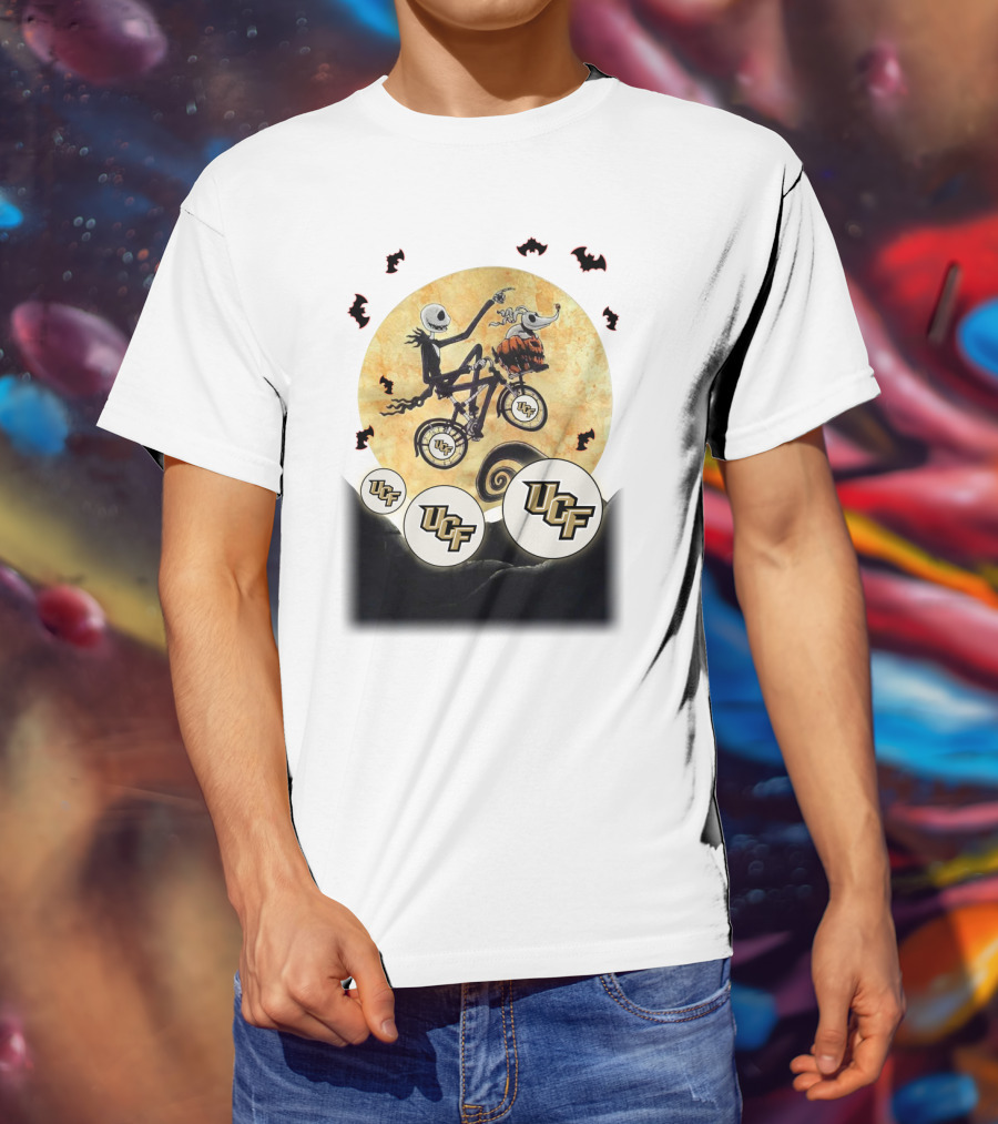 UCF Halloween Football Nightmare Bicycle Moon Scene T-Shirt