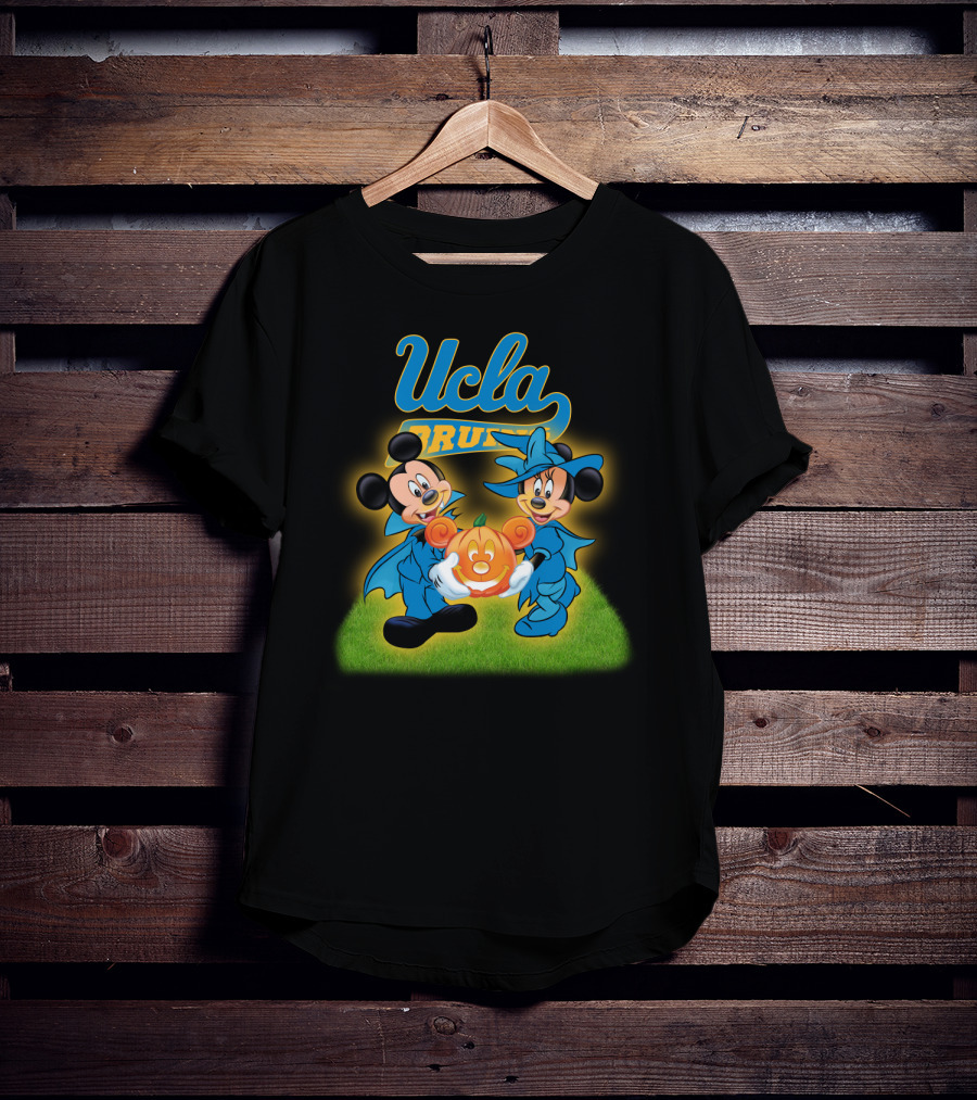 UCLA Bruins Halloween Featuring Mickey And Minnie With Pumpkin T-Shirt