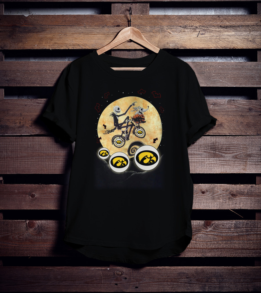 Halloween University Of Iowa Football Nightmare Parody Biker Moon Scene T-Shirt