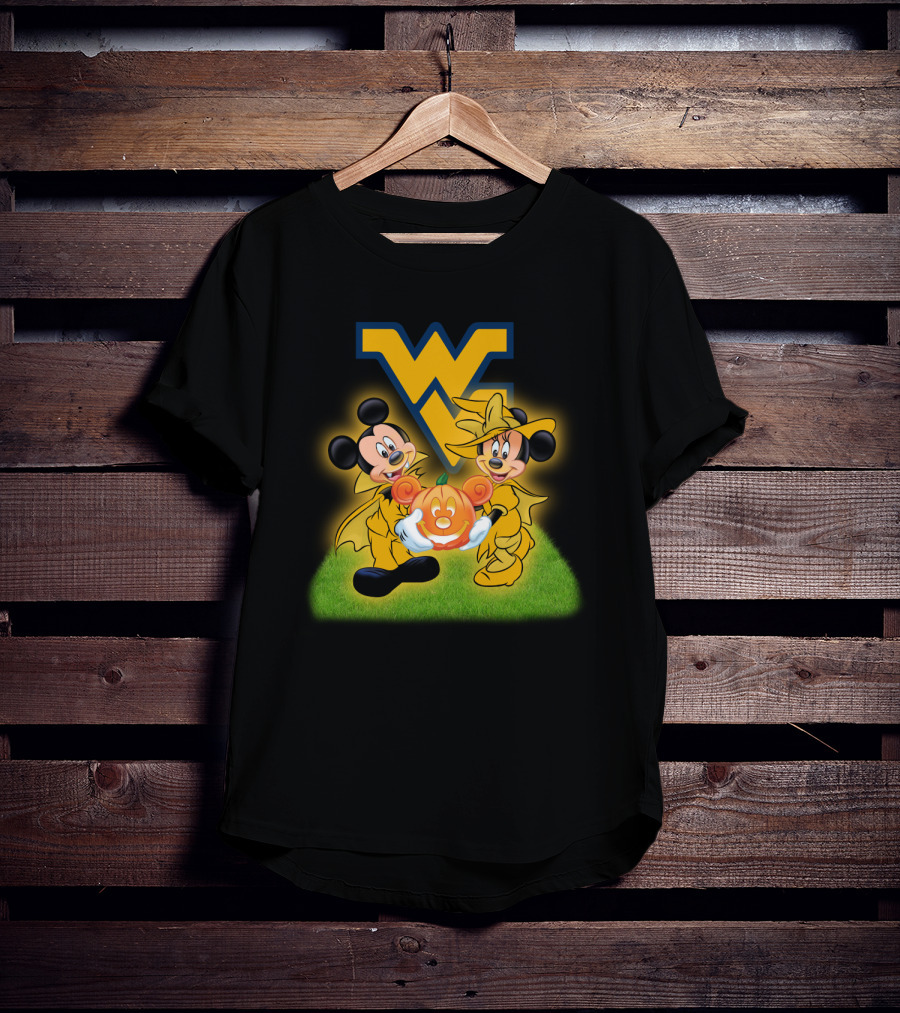 Mickey Minnie Halloween Wvu Football Pumpkins T-Shirt