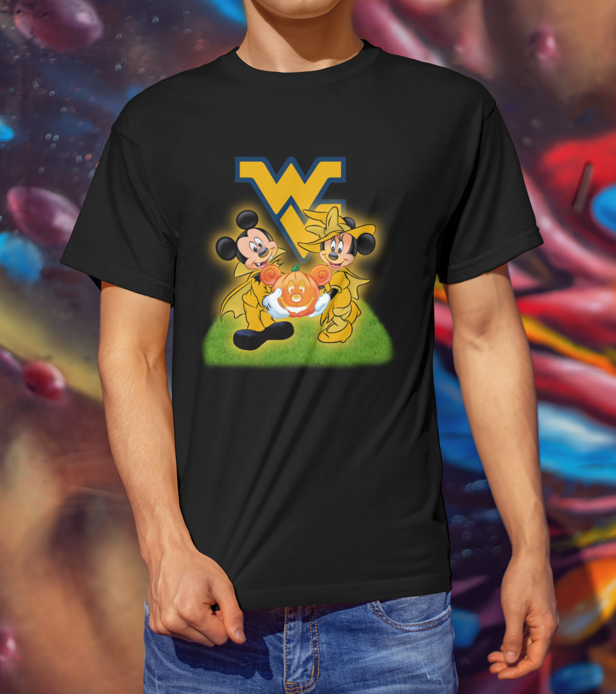 Mickey Minnie Halloween Wvu Football Pumpkins T-Shirt