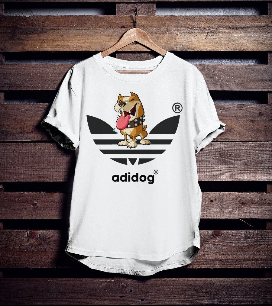 Adidog Funny Dog With Tongue Out And Spiked Collar T-Shirt
