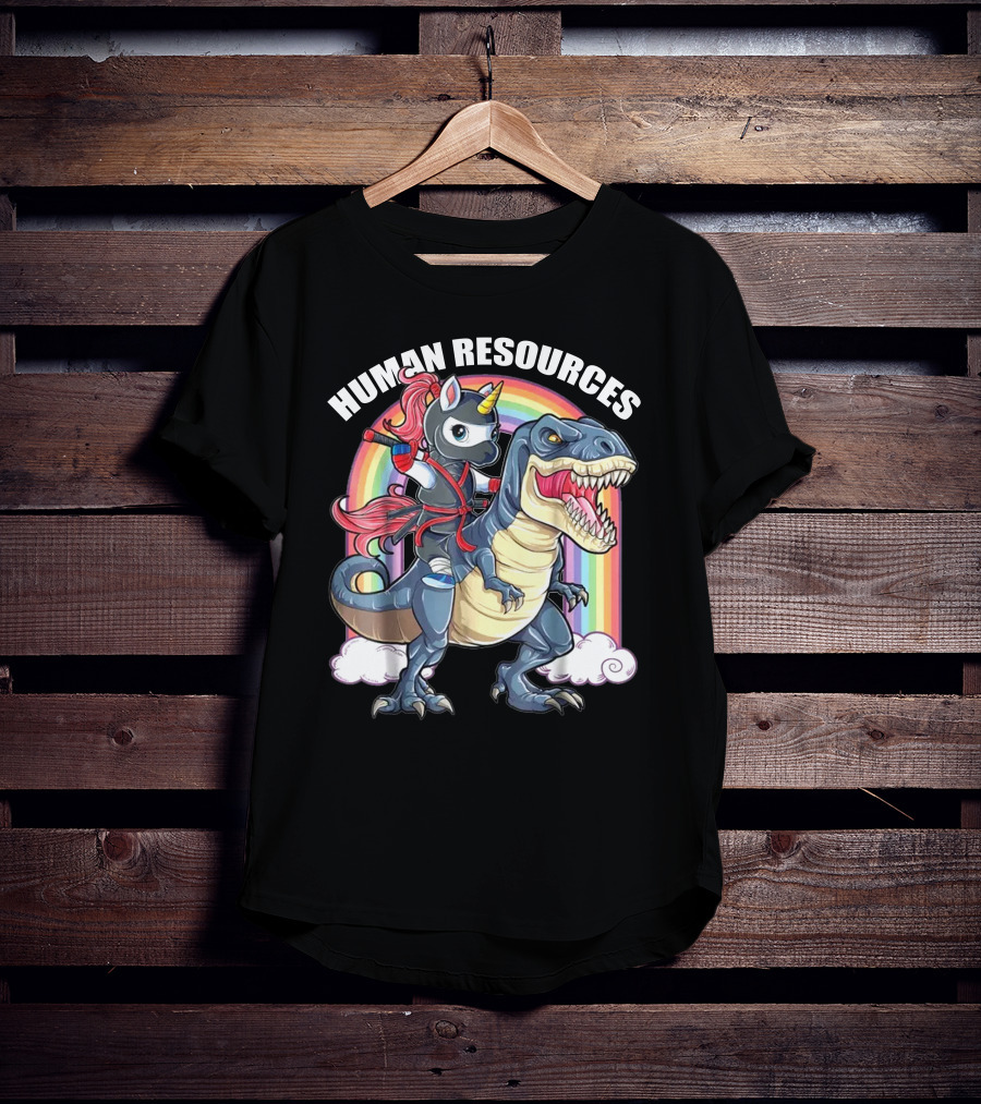 Unicorn Ninja Riding T-Rex With Rainbow T-Shirt