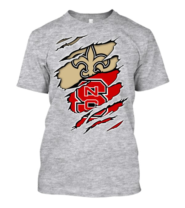 NC State Wolfpack And New Orleans Saints Logo Mashup T-Shirt