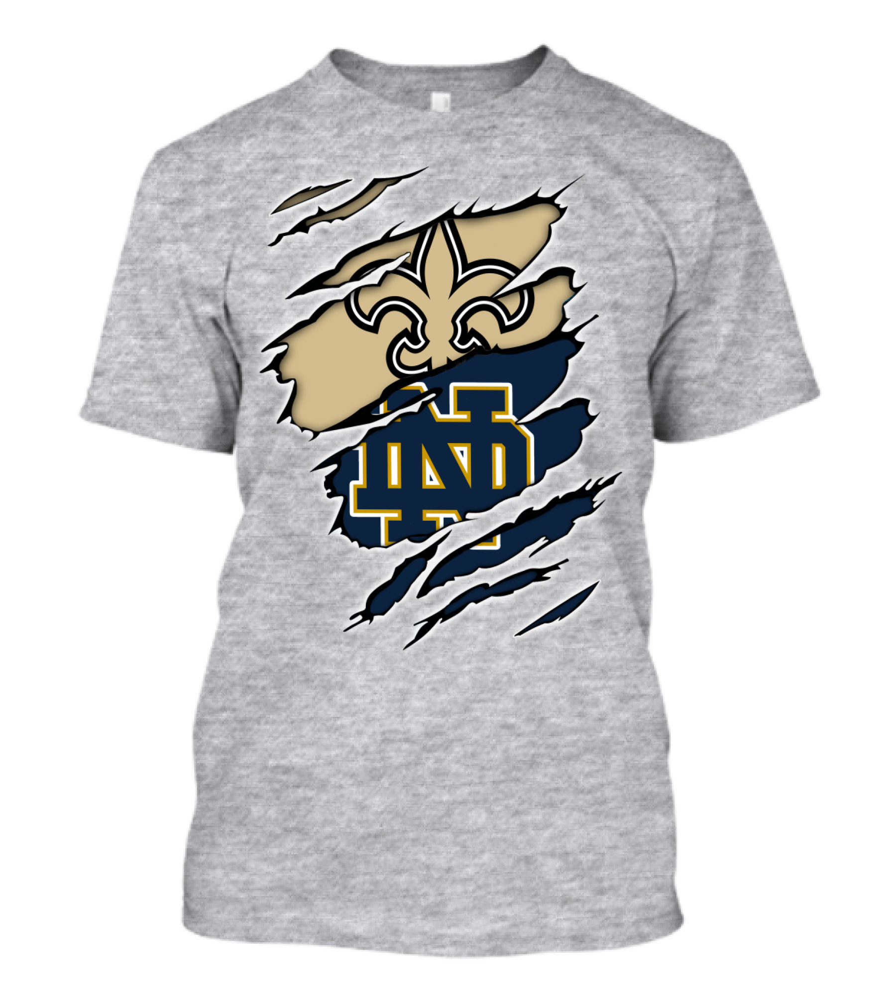 Notre Dame Irish Saints Fleur-de-Lis Logo Rip Effect T-Shirt