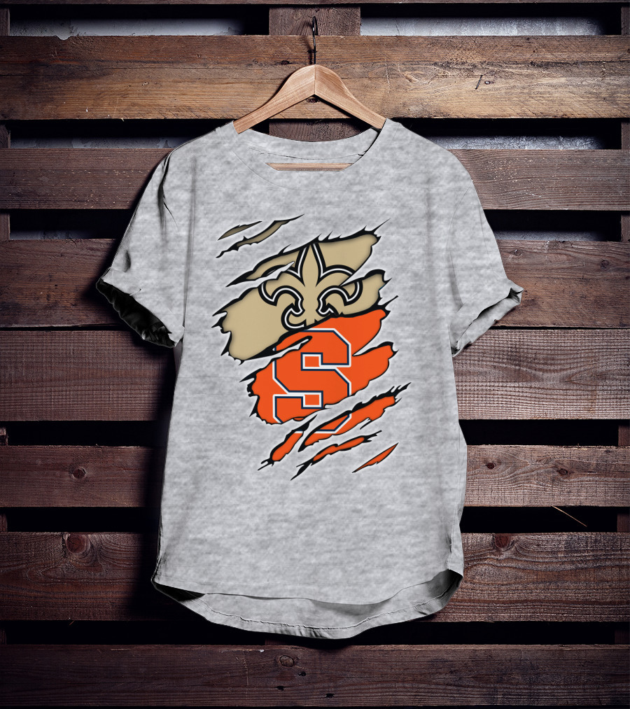 Saints Fleur-de-Lis And Syracuse Orange S Logo Combination T-Shirt