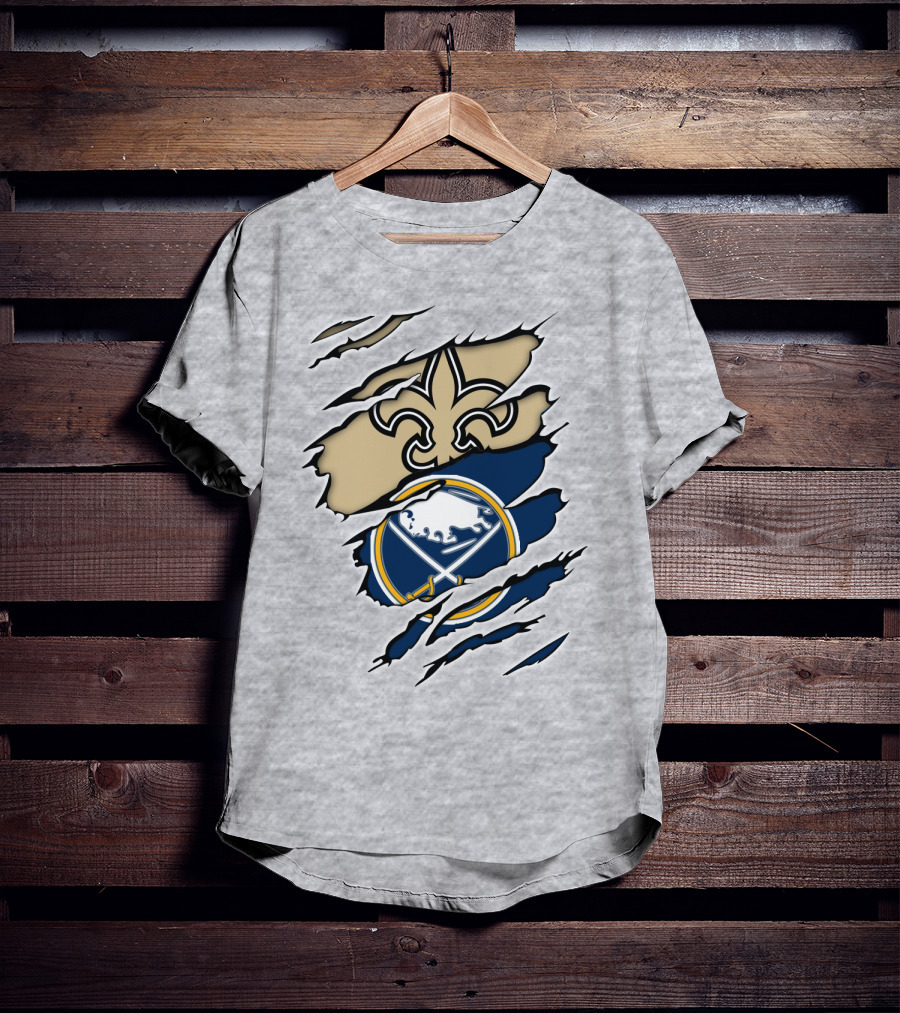 Saints Sabres Fleur-de-Lis And Buffalo Emblems T-Shirt