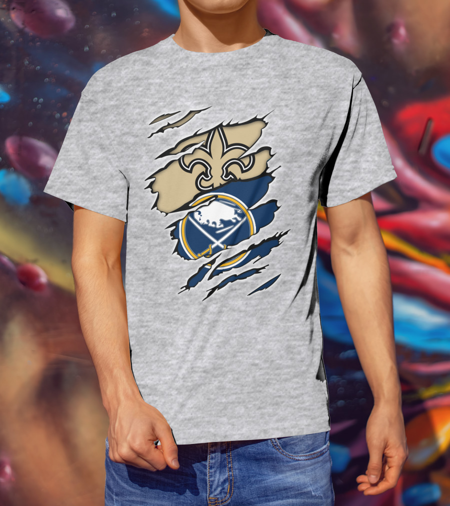 Saints Sabres Fleur-de-Lis And Buffalo Emblems T-Shirt