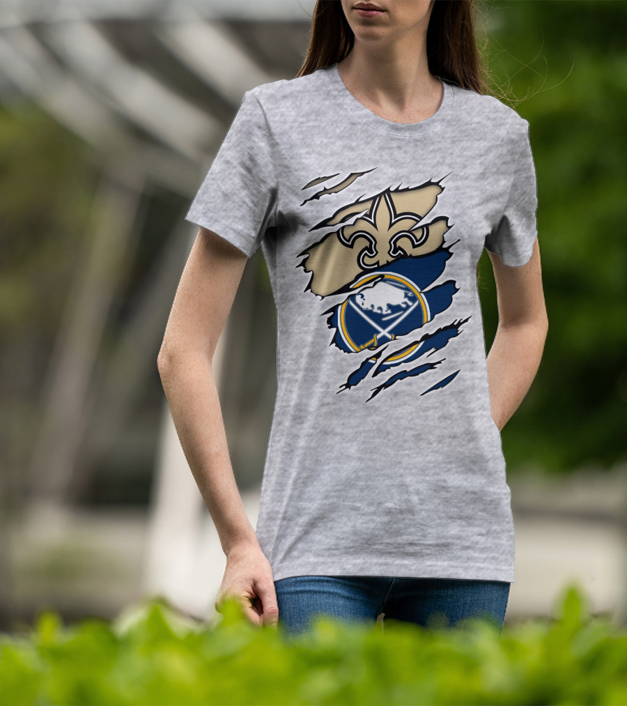 Saints Sabres Fleur-de-Lis And Buffalo Emblems T-Shirt