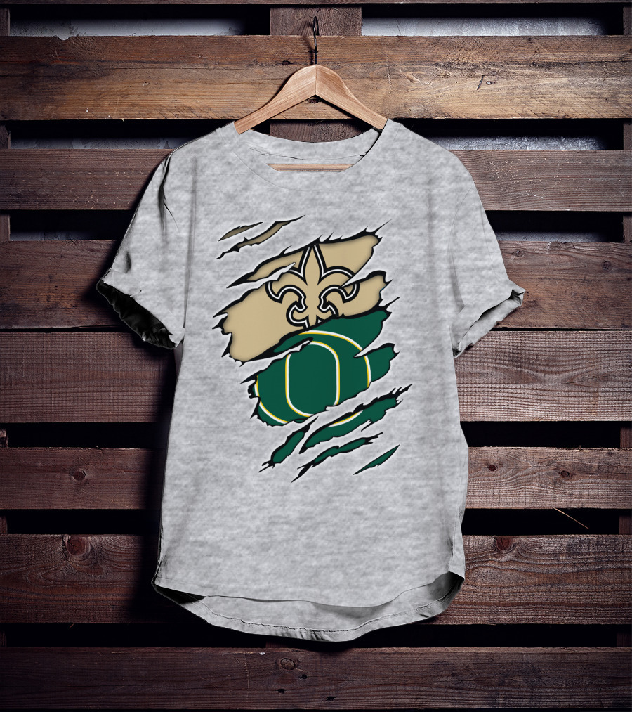 New Orleans Saints Oregon Ducks Logo Mashup T-Shirt