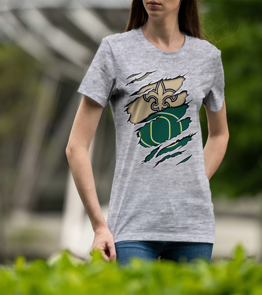 New Orleans Saints Oregon Ducks Logo Mashup T-Shirt