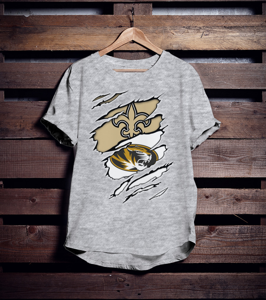 Saints New Orleans Fleur-de-Lis Missouri Tigers T-Shirt