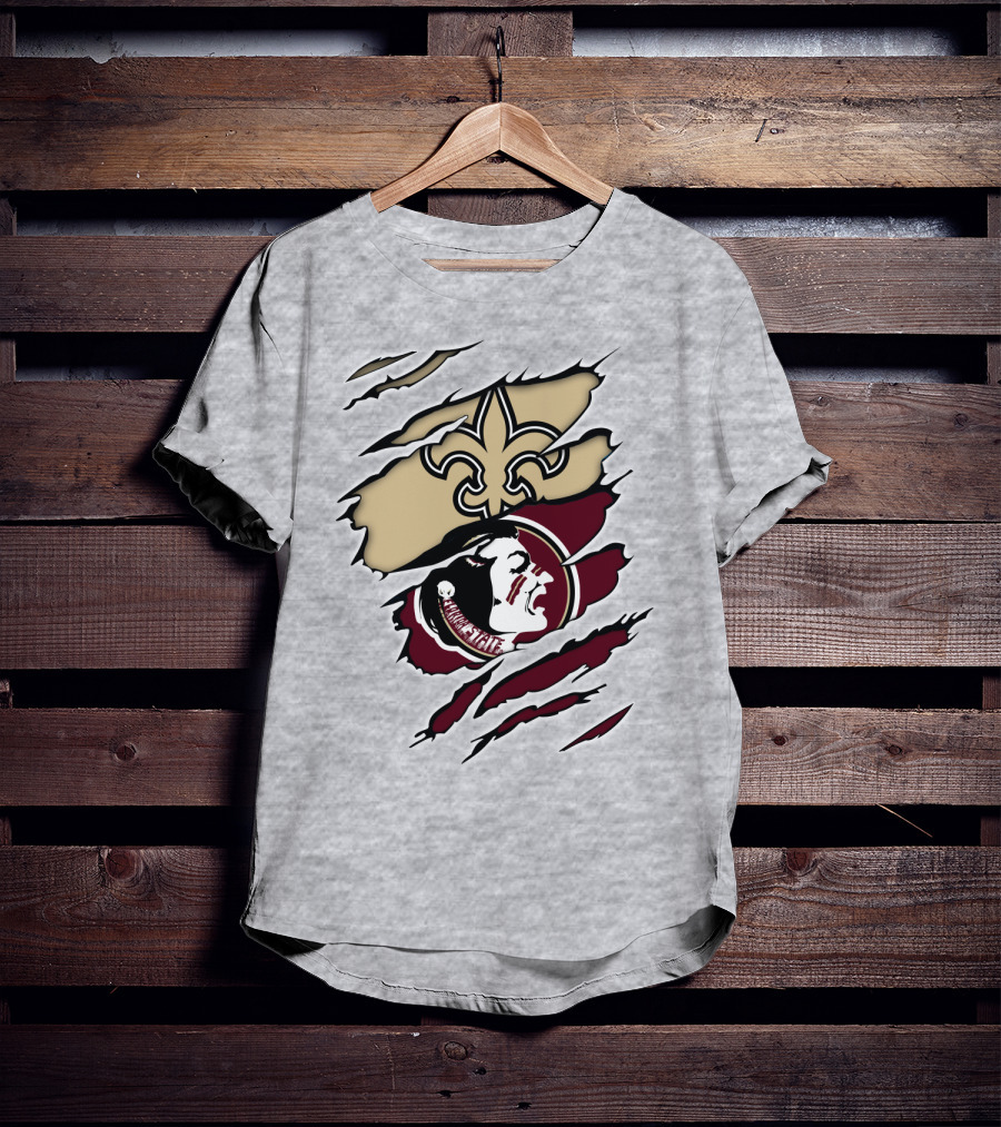 New Orleans Saints Seminoles Logo Ripped T-Shirt