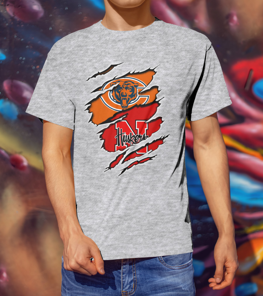 Chicago Bears Nebraska Huskers Claw Marks T-Shirt