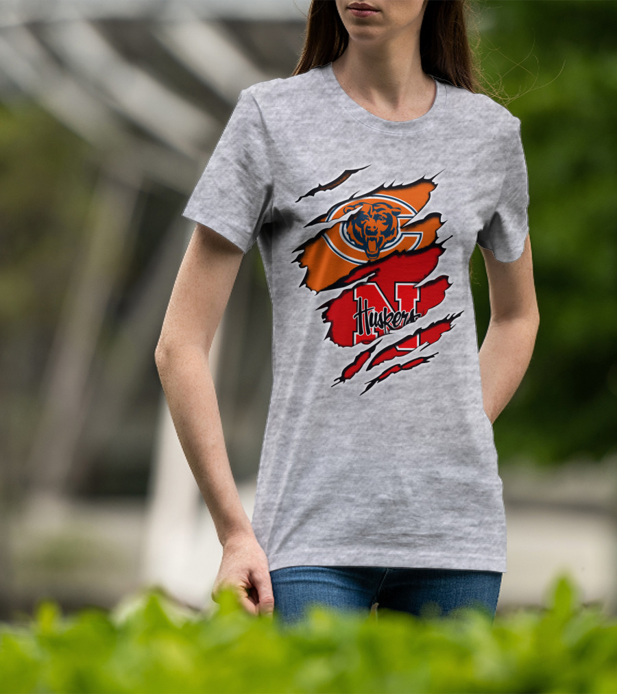 Chicago Bears Nebraska Huskers Claw Marks T-Shirt