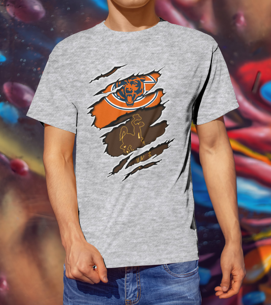 Bears Logo With Wyoming Cowboy Ripped Layers T-Shirt