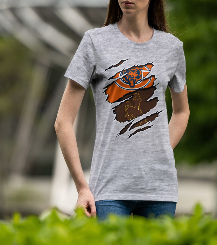 Bears Logo With Wyoming Cowboy Ripped Layers T-Shirt
