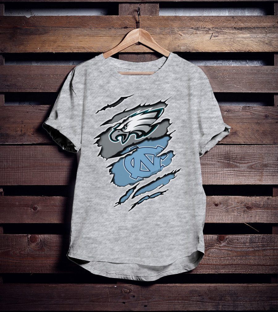Philadelphia Eagles Unc Tar Heels Claw Marks Logo Mix T-Shirt
