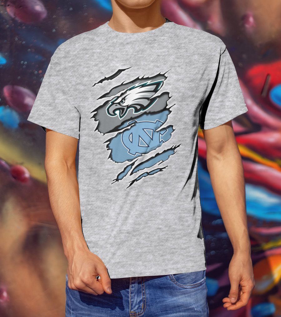 Philadelphia Eagles Unc Tar Heels Claw Marks Logo Mix T-Shirt