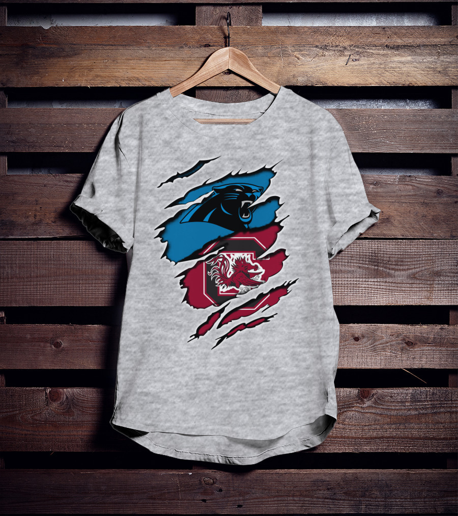 Panthers Gamecocks Clawmarks Logo Fusion T-Shirt