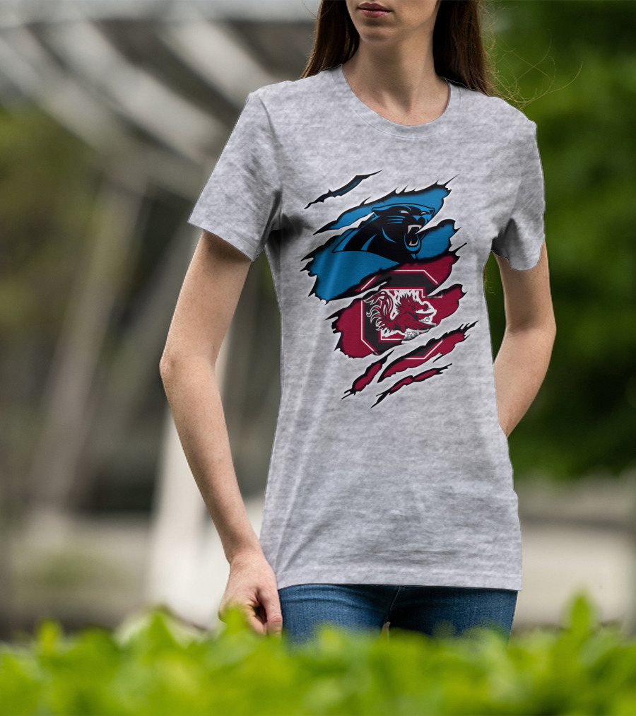 Panthers Gamecocks Clawmarks Logo Fusion T-Shirt