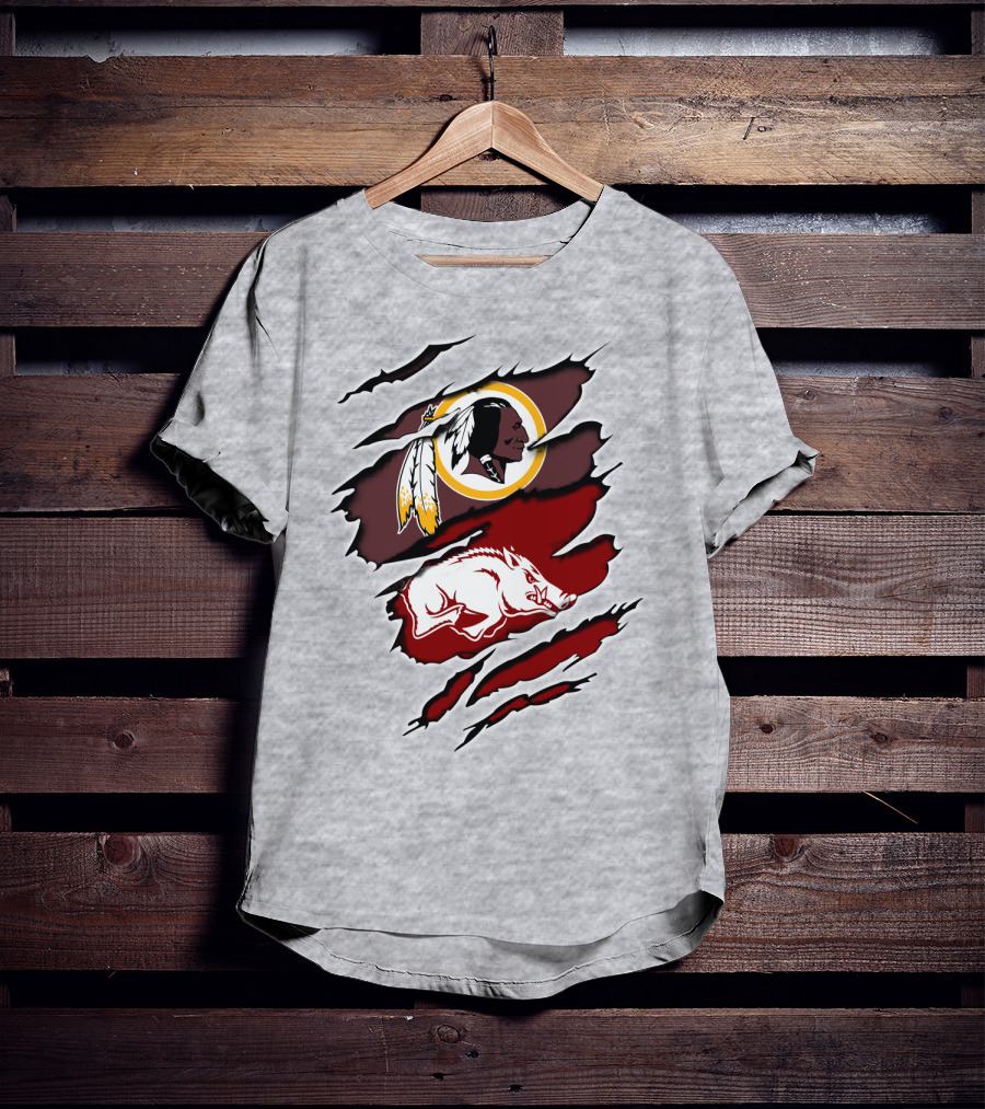 Washington Redskins And Arkansas Razorbacks Logo Mashup T-Shirt