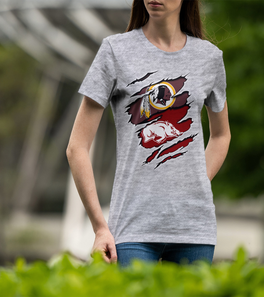 Washington Redskins And Arkansas Razorbacks Logo Mashup T-Shirt