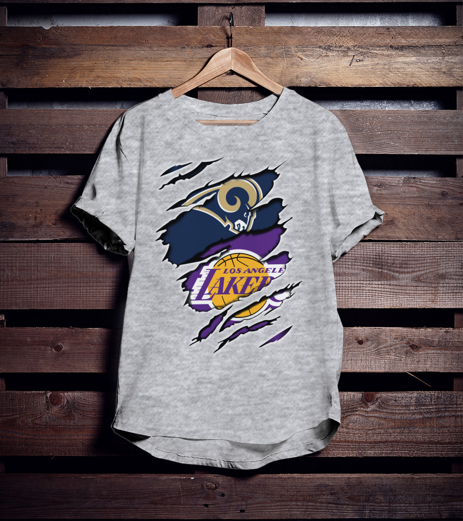 Los Angeles Rams Lakers Dual Logo Collaboration T-Shirt