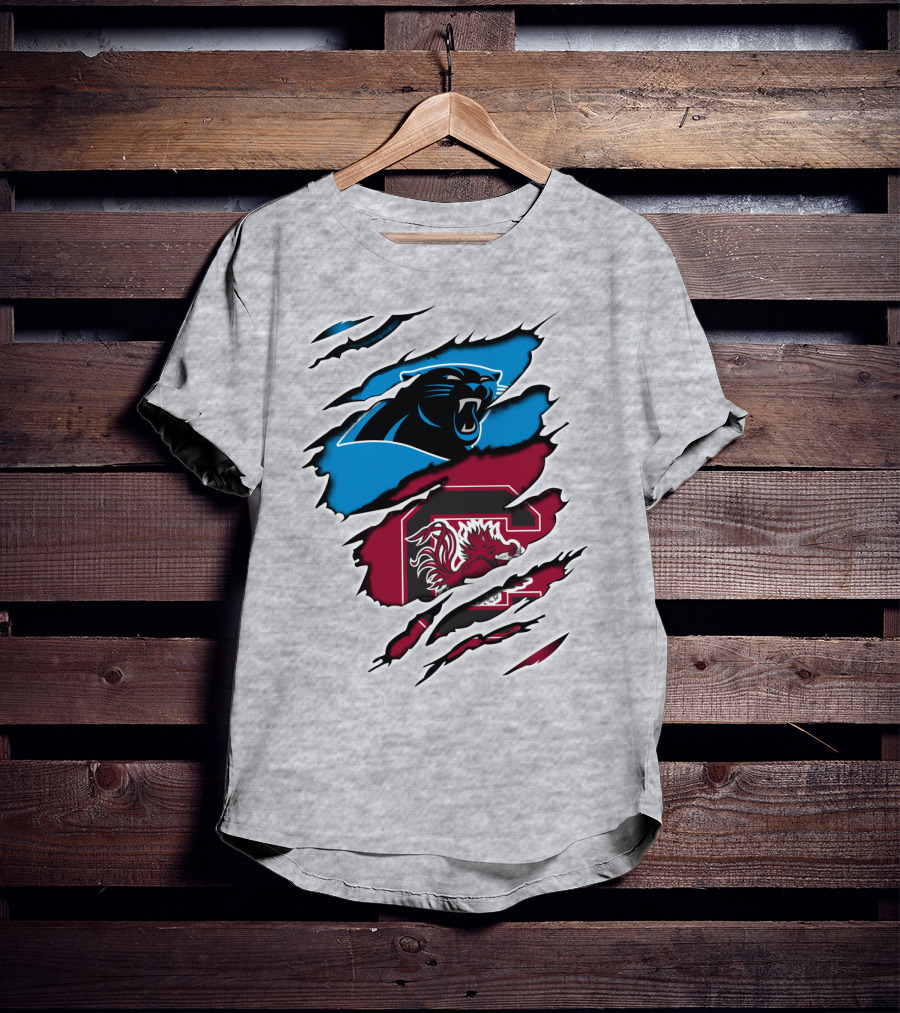 Panthers Gamecocks Team Spirit Claw Marks Logo Fusion T-Shirt
