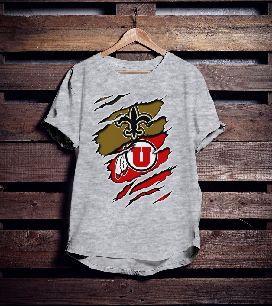 New Orleans Saints Utah Utes Torn Claw T-Shirt