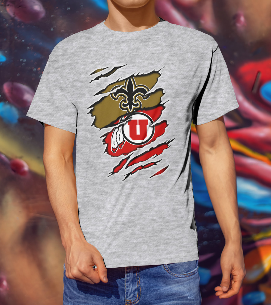 New Orleans Saints Utah Utes Torn Claw T-Shirt