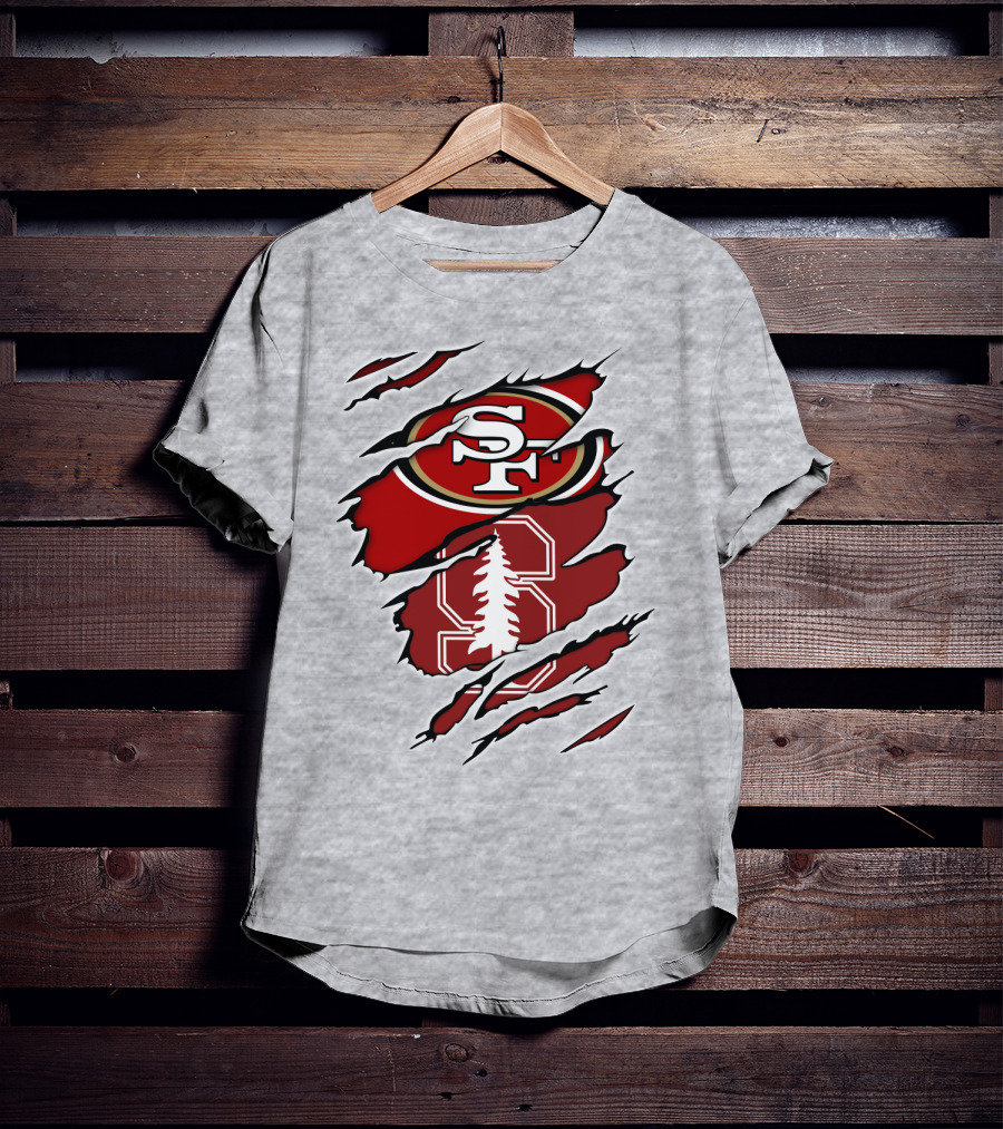 SF 49ers Stanford Cardinal Tree Logo Football T-Shirt