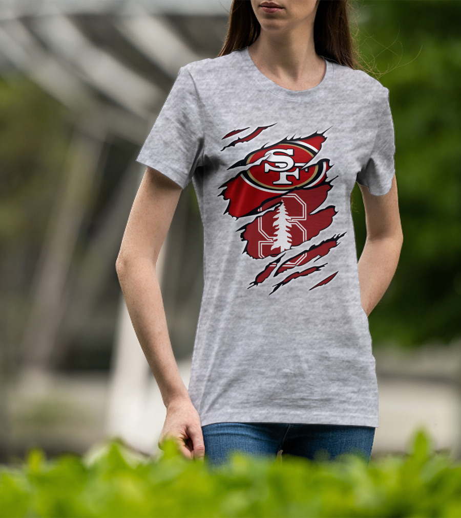 SF 49ers Stanford Cardinal Tree Logo Football T-Shirt