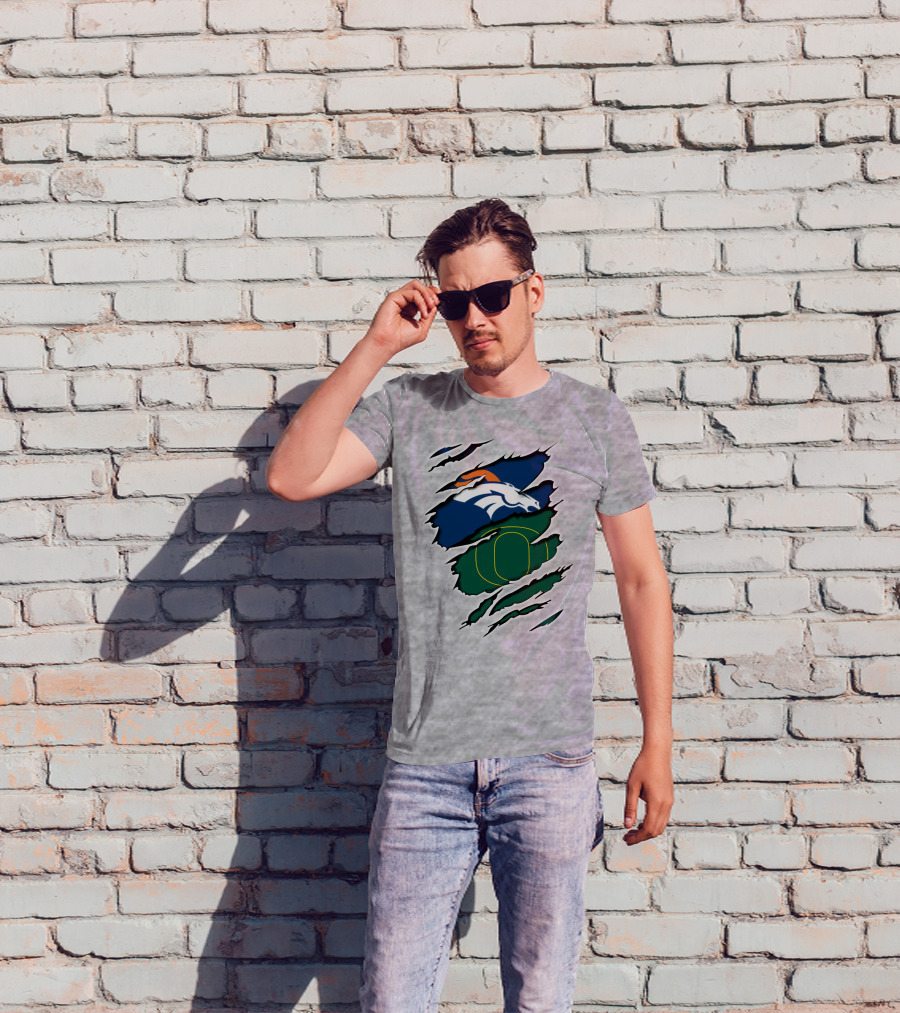 Broncos Ducks Layered Tear Concept T-Shirt