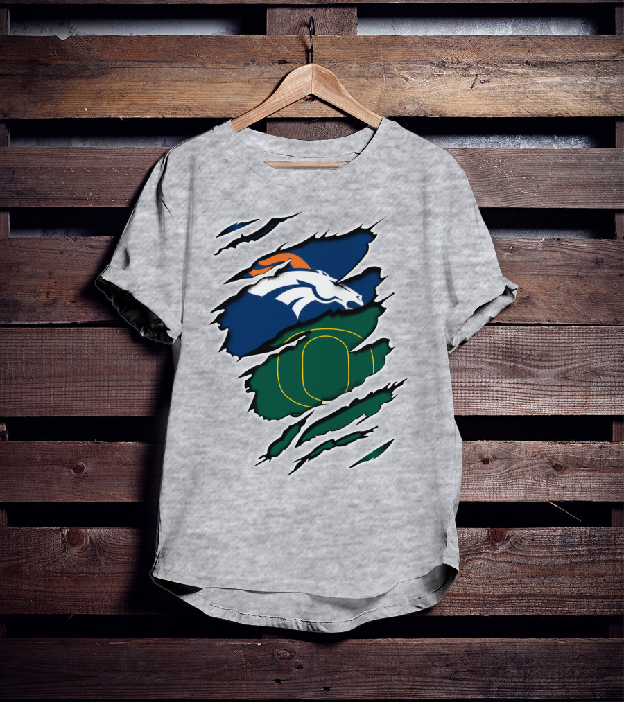 Broncos Ducks Layered Tear Concept T-Shirt