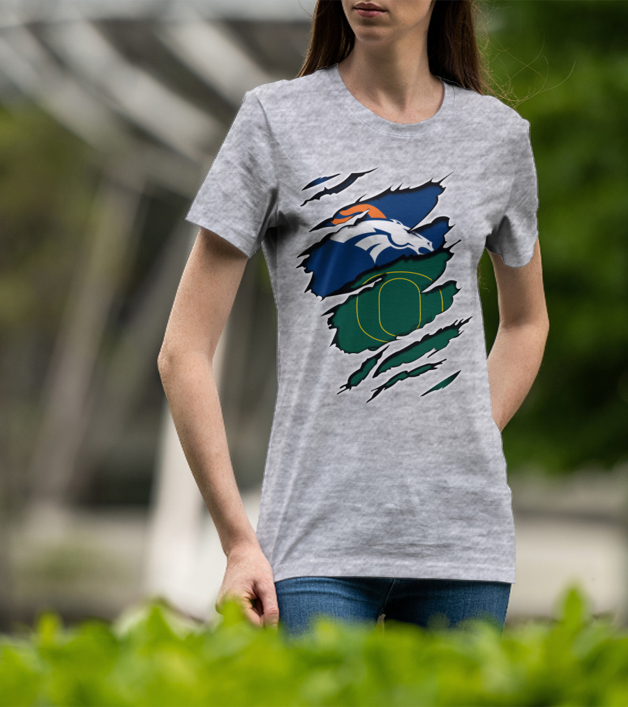 Broncos Ducks Layered Tear Concept T-Shirt