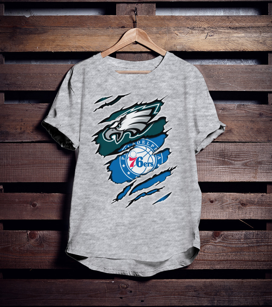 Philadelphia Eagles 76ers Rip Claw T-Shirt