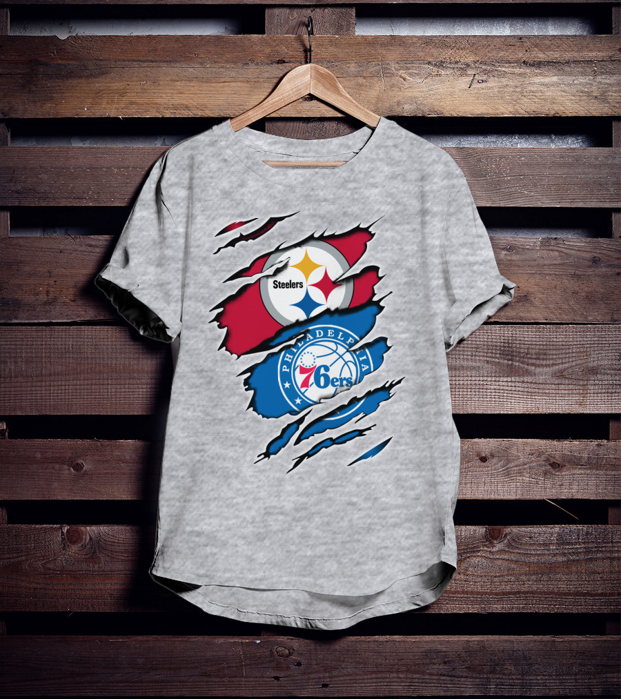 Steelers Philadelphia 76ers Logo Mashup T-Shirt