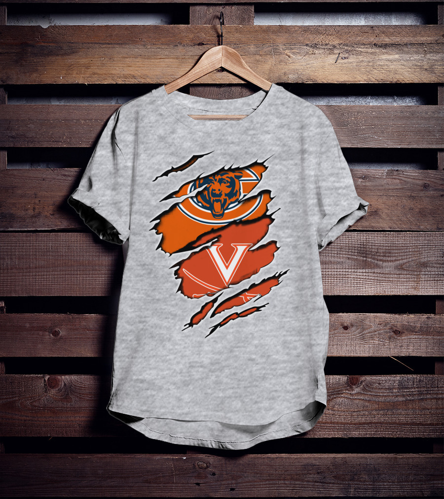 Bears Cavaliers Logo Fusion Football Fan T-Shirt