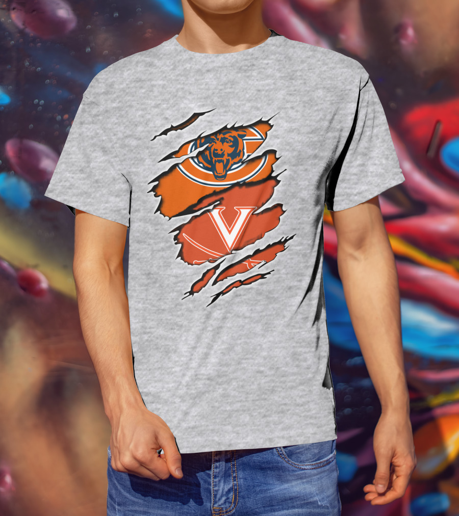 Bears Cavaliers Logo Fusion Football Fan T-Shirt
