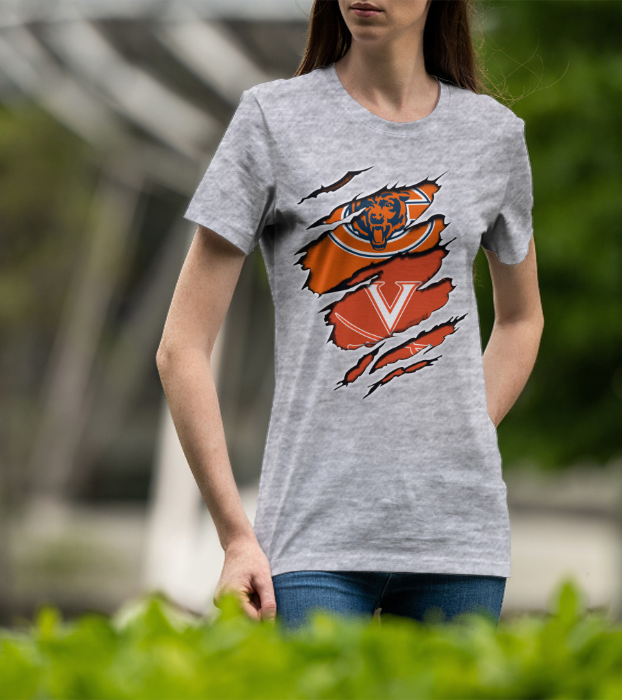 Bears Cavaliers Logo Fusion Football Fan T-Shirt