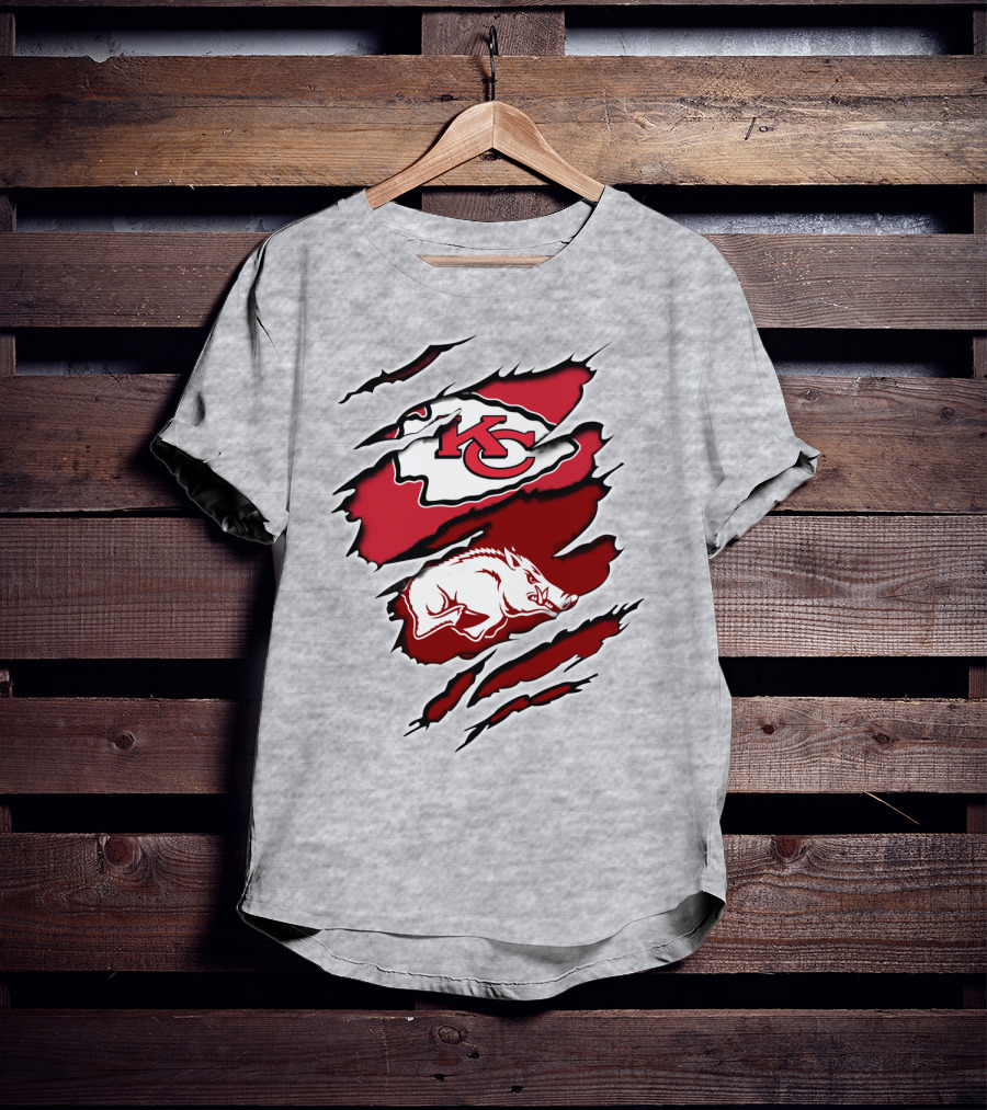 Kansas City Chiefs Arkansas Razorbacks Claw Rip Fusion T-Shirt