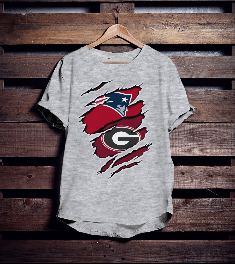 Patriots Bulldogs New England Georgia Fans Mashup T-Shirt