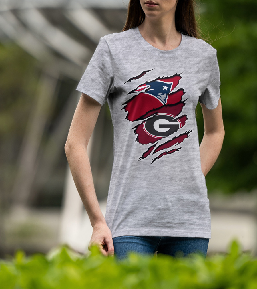Patriots Bulldogs New England Georgia Fans Mashup T-Shirt