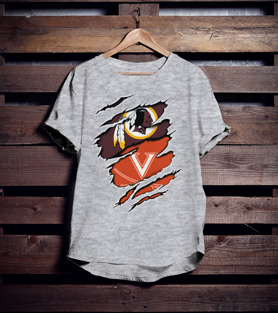 Redskins Cavaliers Virginia Sports Logo Combination T-Shirt