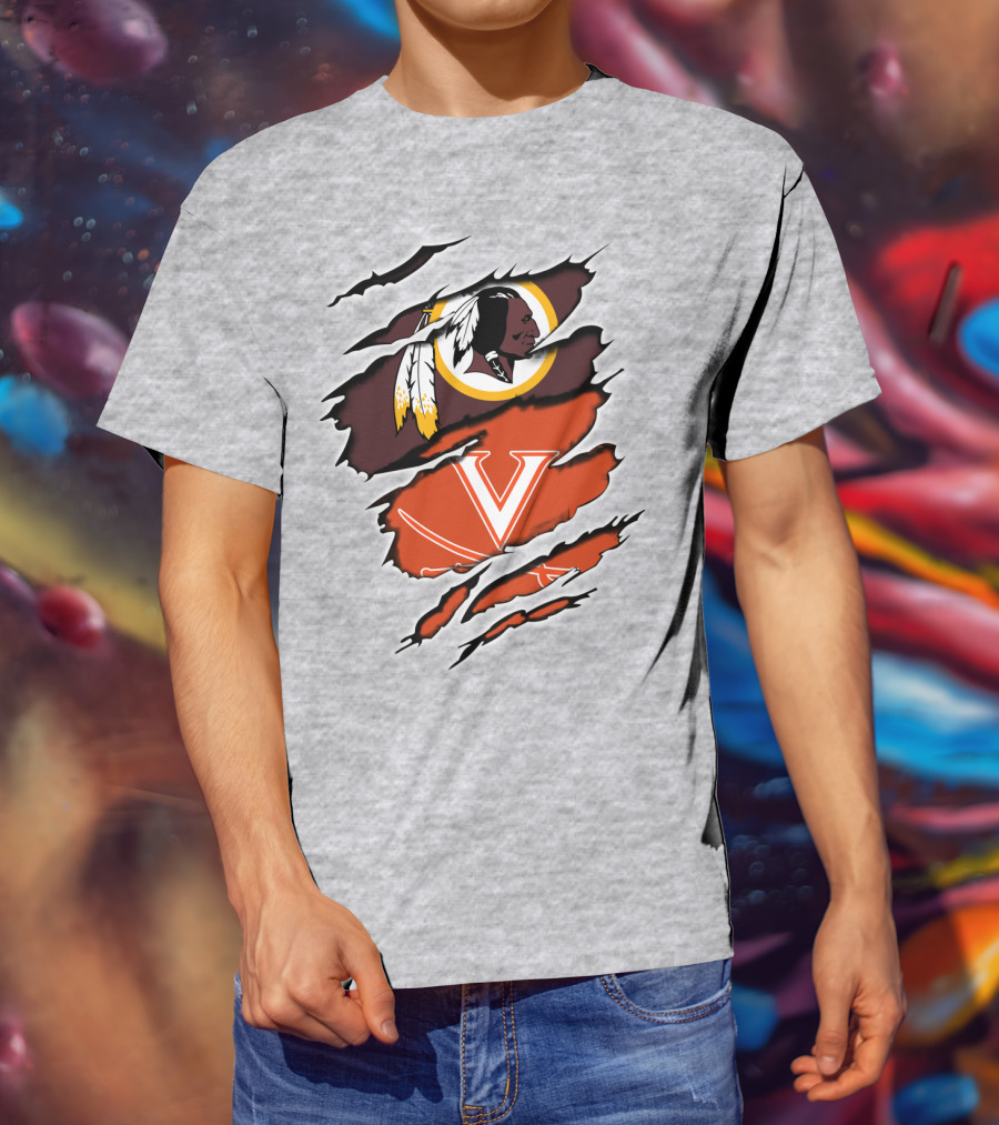 Redskins Cavaliers Virginia Sports Logo Combination T-Shirt