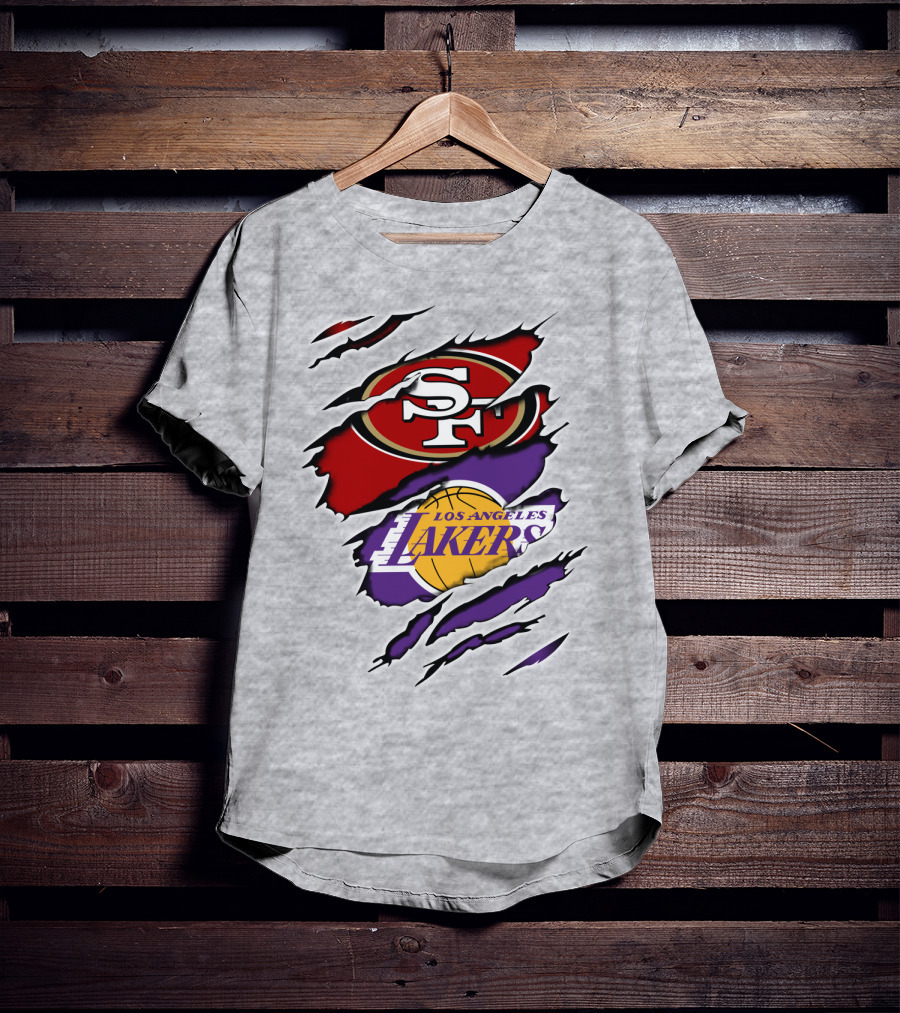 49ERS SF Los Angeles Lakers Logo Mashup T-Shirt