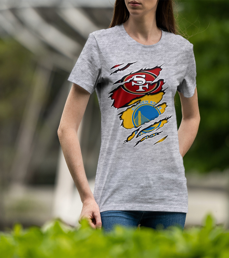 49ERS Golden State Warriors SF Logo Tear T-Shirt