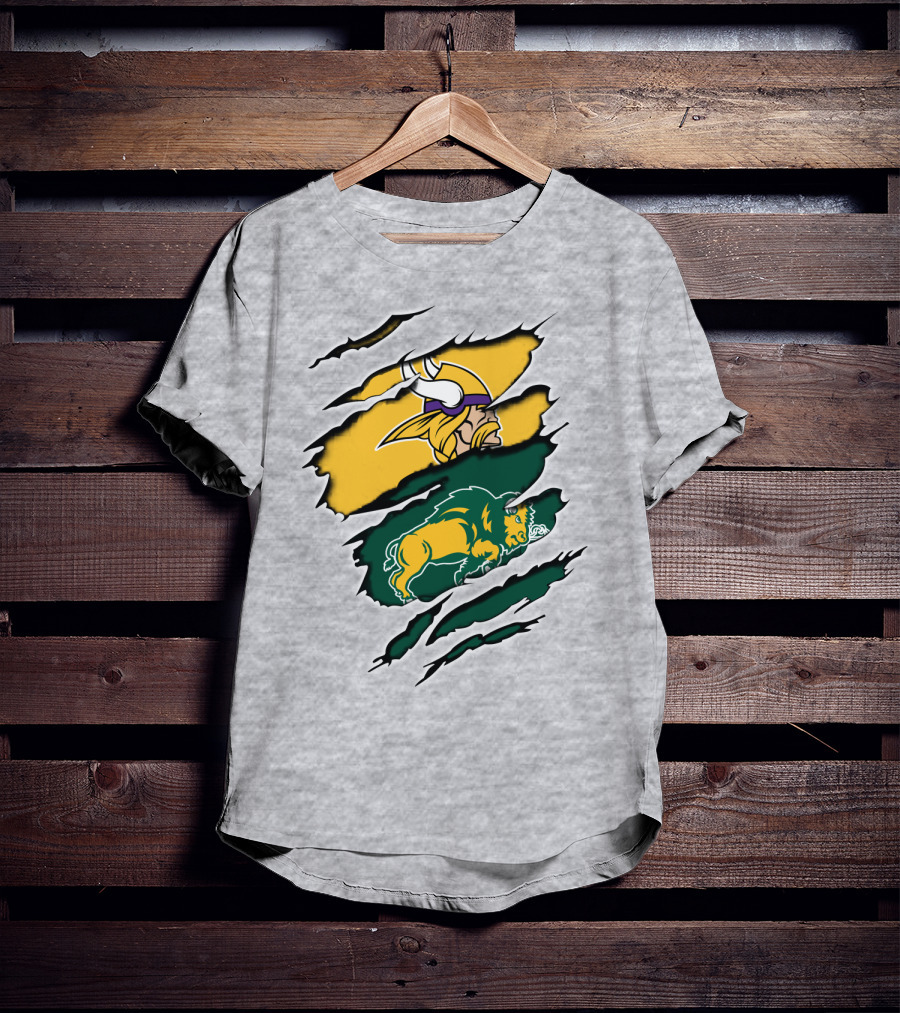 Vikings Logo With Bison Imagery Dakota T-Shirt